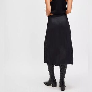 Free People ✨ Elegant Black Satin Skirt